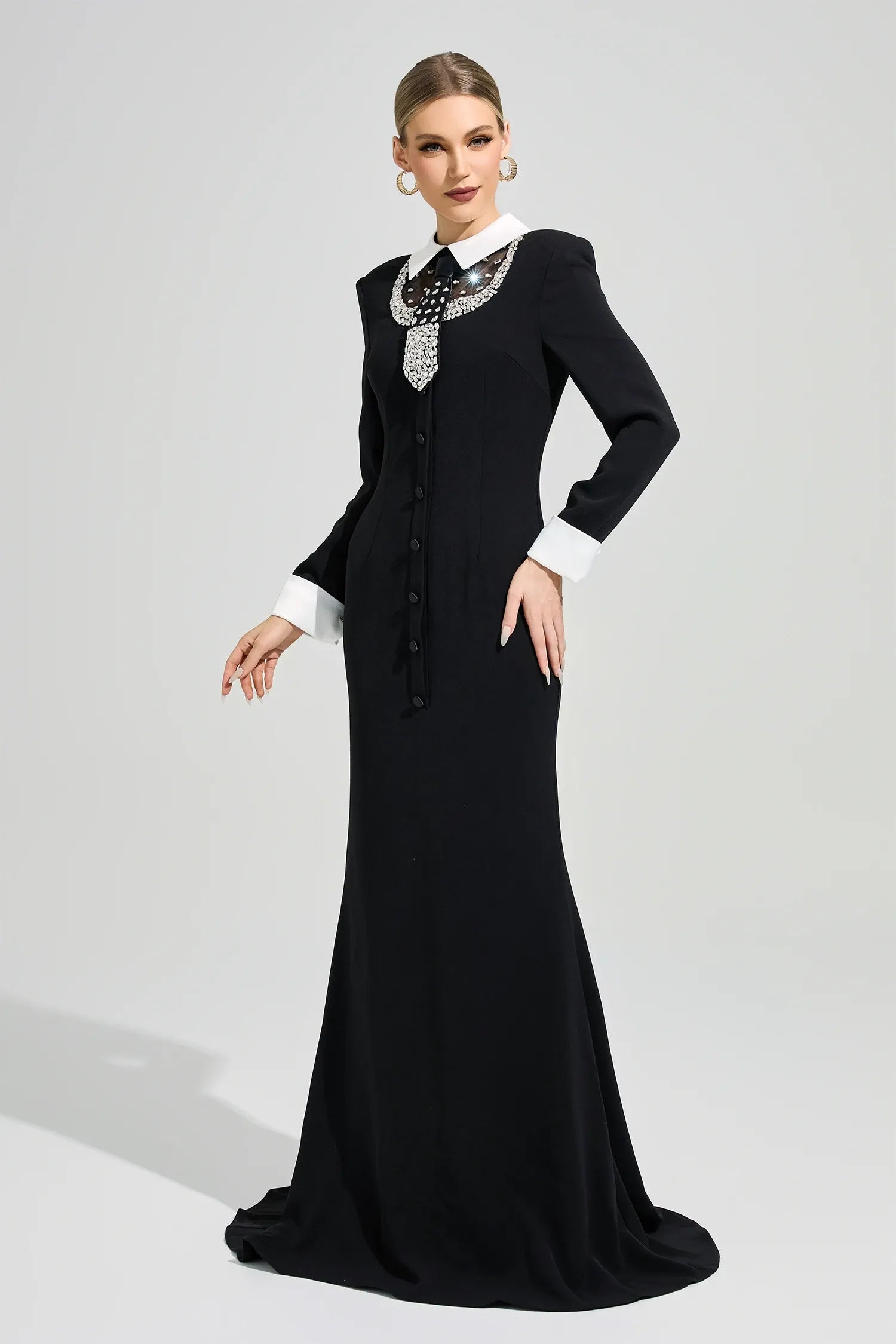 Orvandel Tie Crystal Embellished Maxi Dress