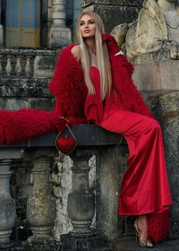 Styx Mesh Insert Tassel Maxi Dress In Red