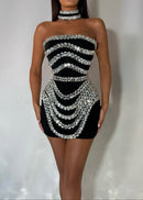 Yorick Strapless Crystal Trim Dress In Black
