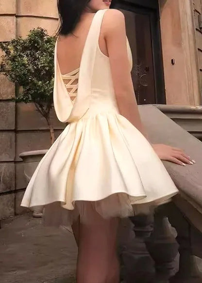 Jyria Draped Corset A Line Dress In Ivory