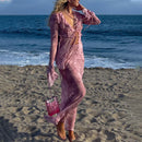 Nude Printed Chiffon Set