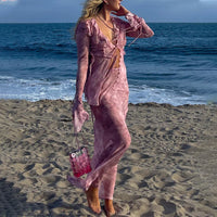 Nude Printed Chiffon Set