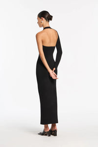Lulu One-Sleeve Stretch Maxi Dress In Black