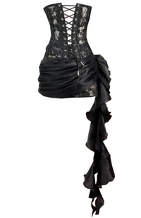 Akeelah Strapless Lace Corset Two Piece Mini Dress In Black