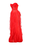 Tine Tulle Maxi Dress In Red