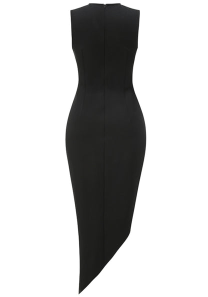 Pancho Crystal Floral Asymmetric Maxi Dress In Black