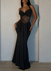Adhra Halterneck Draped Maxi Dress In Black