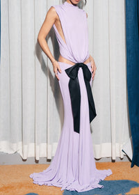 Dabney Bow Backless Maxi Dress In Lavender