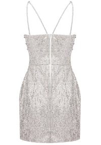 Saelyra Crystal Embellished Bustier Dress In Silver