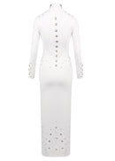 Brythis Long Sleeved Studded Maxi Dress In White