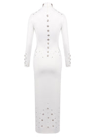 Brythis Long Sleeved Studded Maxi Dress In White