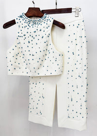 Angie Turquoise Embellished Two Piece Set