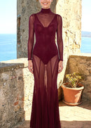 Geliflua Long Sleeve Mesh Maxi Dress