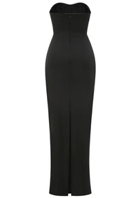 Clytie Strapless Pearl Embellished Maxi Dress In Black