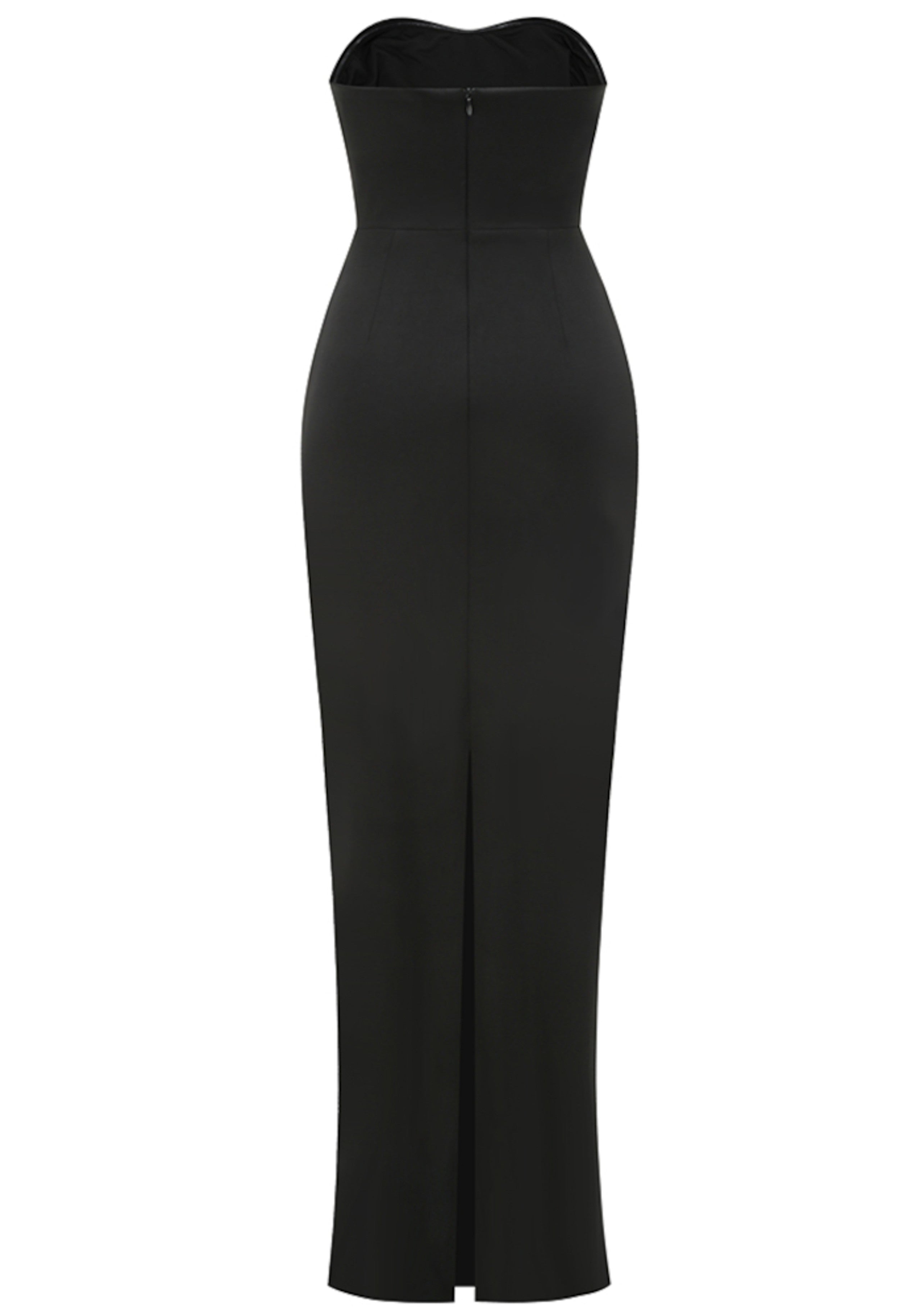 Clytie Strapless Pearl Embellished Maxi Dress In Black