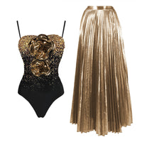 Edina Flower Sequin Swimsuit And Skirt