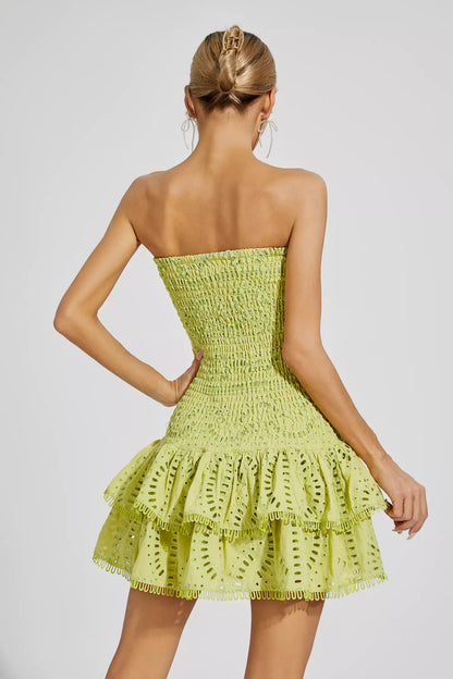 Marceau Ruffle Mini Dress In Green