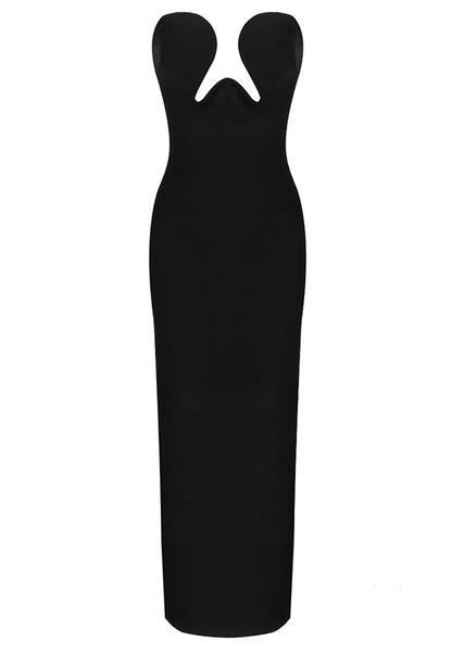 Irina Strapless V-Neck Slit Maxi Dress