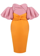 Dzhokar Puff Sleeve Bardot Midi Dress