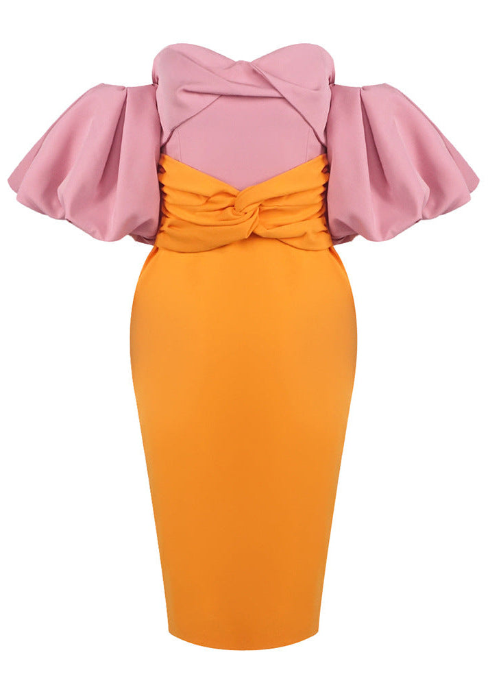 Dzhokar Puff Sleeve Bardot Midi Dress