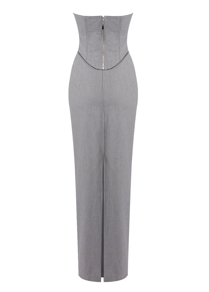 Aleka Strapless Draped Two Piece Maxi Dress