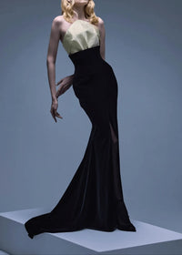 Baelis Strapless Mermaid Maxi Velvet Dress In Black