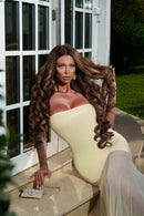 Raziela Strapless Mermaid Mesh Maxi Dress In Yellow