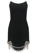 Nawkaw Strapless Crystal Hem Mini Dress In Black
