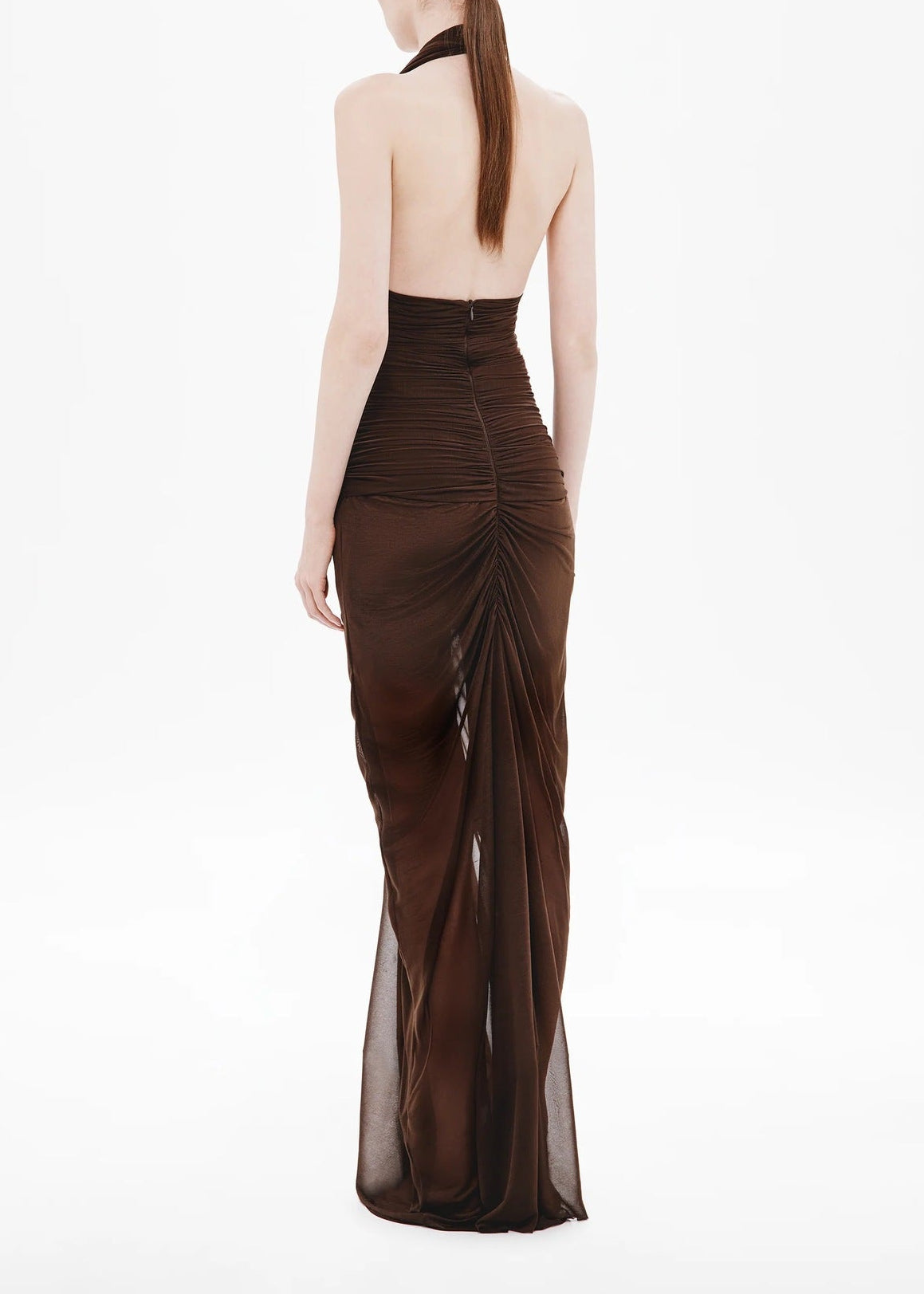 Elnyxa Halter Braid Detail Ruched Maxi Dress