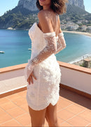 Iridiate Strapless Pearl Bustier Mini Dress In White