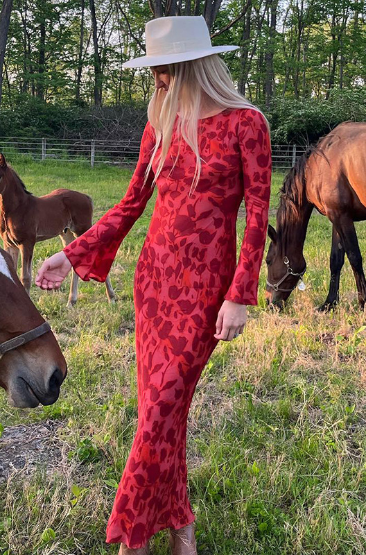 Sofia Long Sleeve Rose Printed Maxi Dress