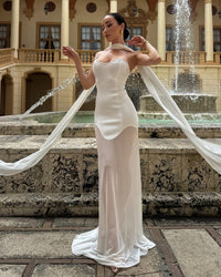 white mesh bandage dress White / L USA