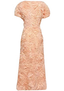 Leinani Short Sleeve Floral Midi Dress In Coral