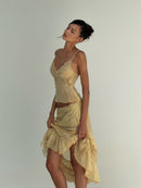 Coralis Embroidered Sequin Top And Ruffled Skirt Two-piece Set