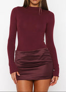 Pryviel Long Sleeve Mini Dress In Wine