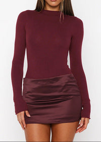 Pryviel Long Sleeve Mini Dress In Wine