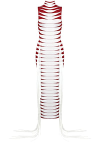 Elyxir Tassel Maxi Dress In White Red