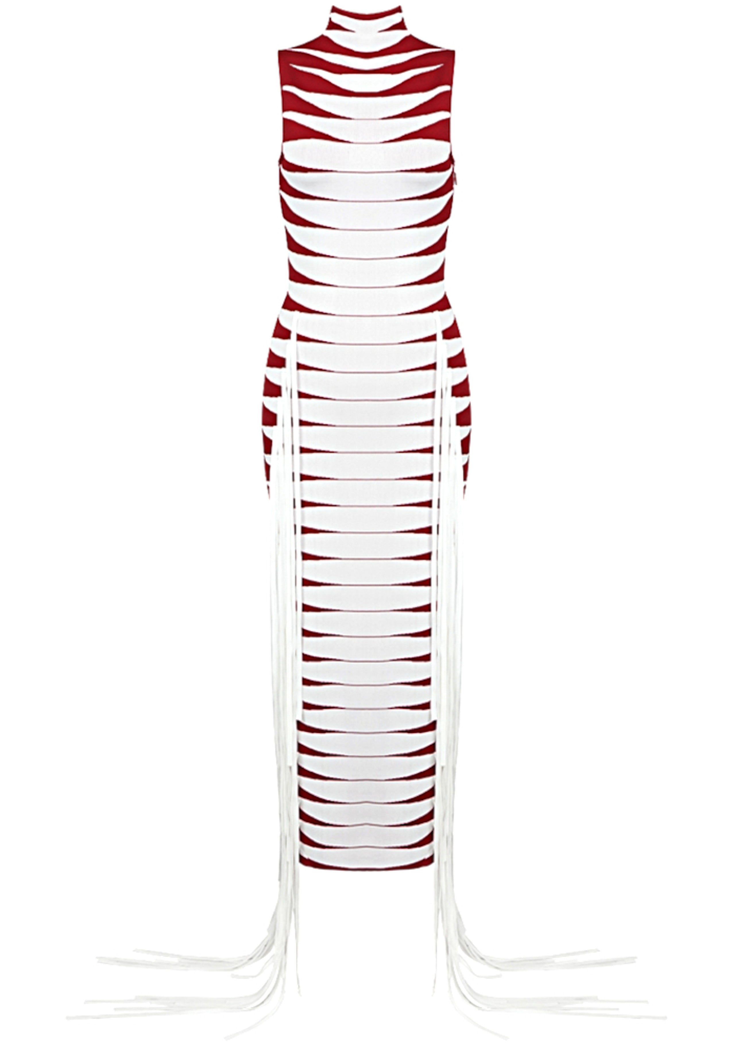 Elyxir Tassel Maxi Dress In White Red