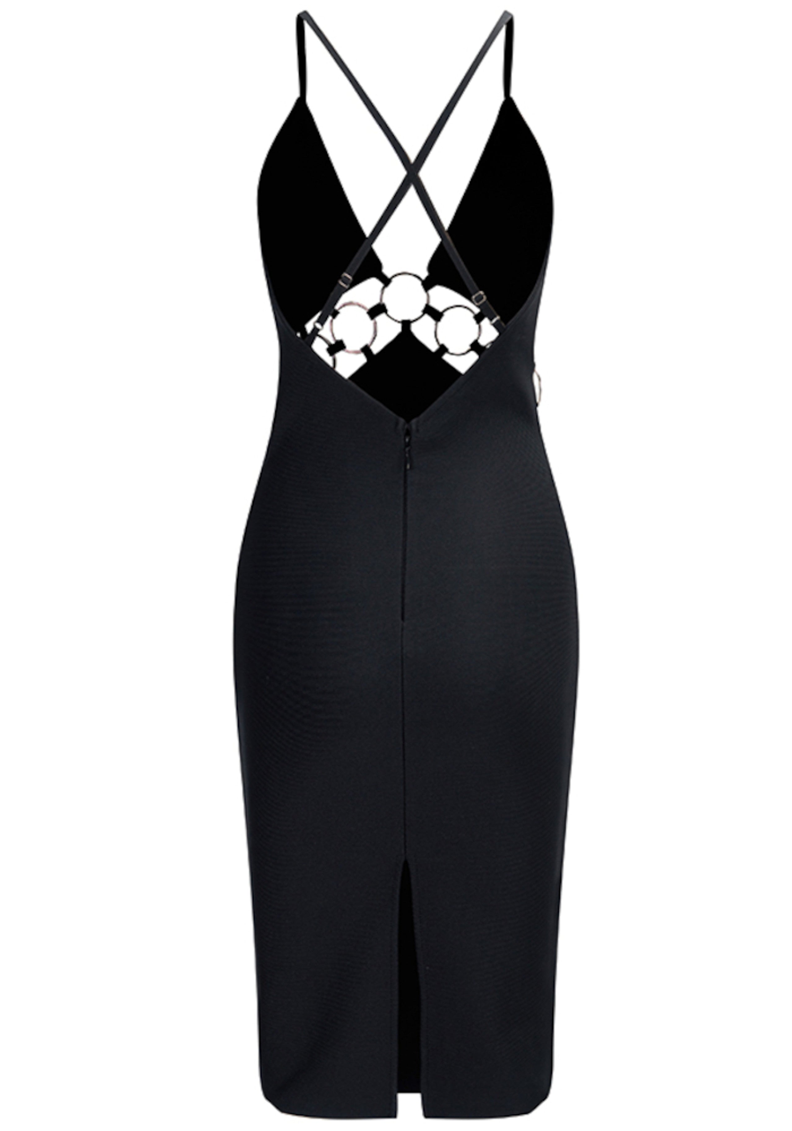 Elowynn Cutout Detail Midi Dress In Black