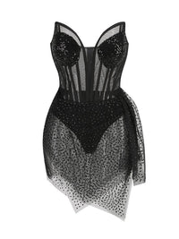 Ngaio Strapless Rhinestone Mesh Dress