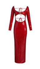 Lialy Sequin Embroidered Cutout Maxi Dress In Red