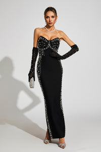 Safiya Off Shoulder Bandage Maxi Dress In Black