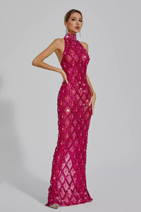 Cate Rose Red Diamond Maxi Dress