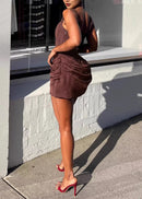 Eames Draped Detail Corset Mini Dress In Brown