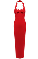 Bakir Halter Cutout Bustier Maxi Dress In Red