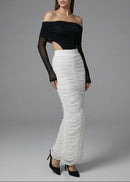 Bradwin Long Sleeve Draped Bardot Maxi Dress