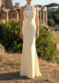 Farley Halter Crystal Maxi Dress In Yellow