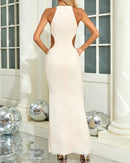 Akello Pearl Crystal Side Cut Out Maxi Dress In Ivory
