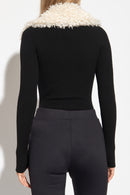 Edmee Fur Collar Zipper Bandage Dress