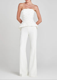 Robles Strapless Floral Peplum Two Piece Jumpsuit In White